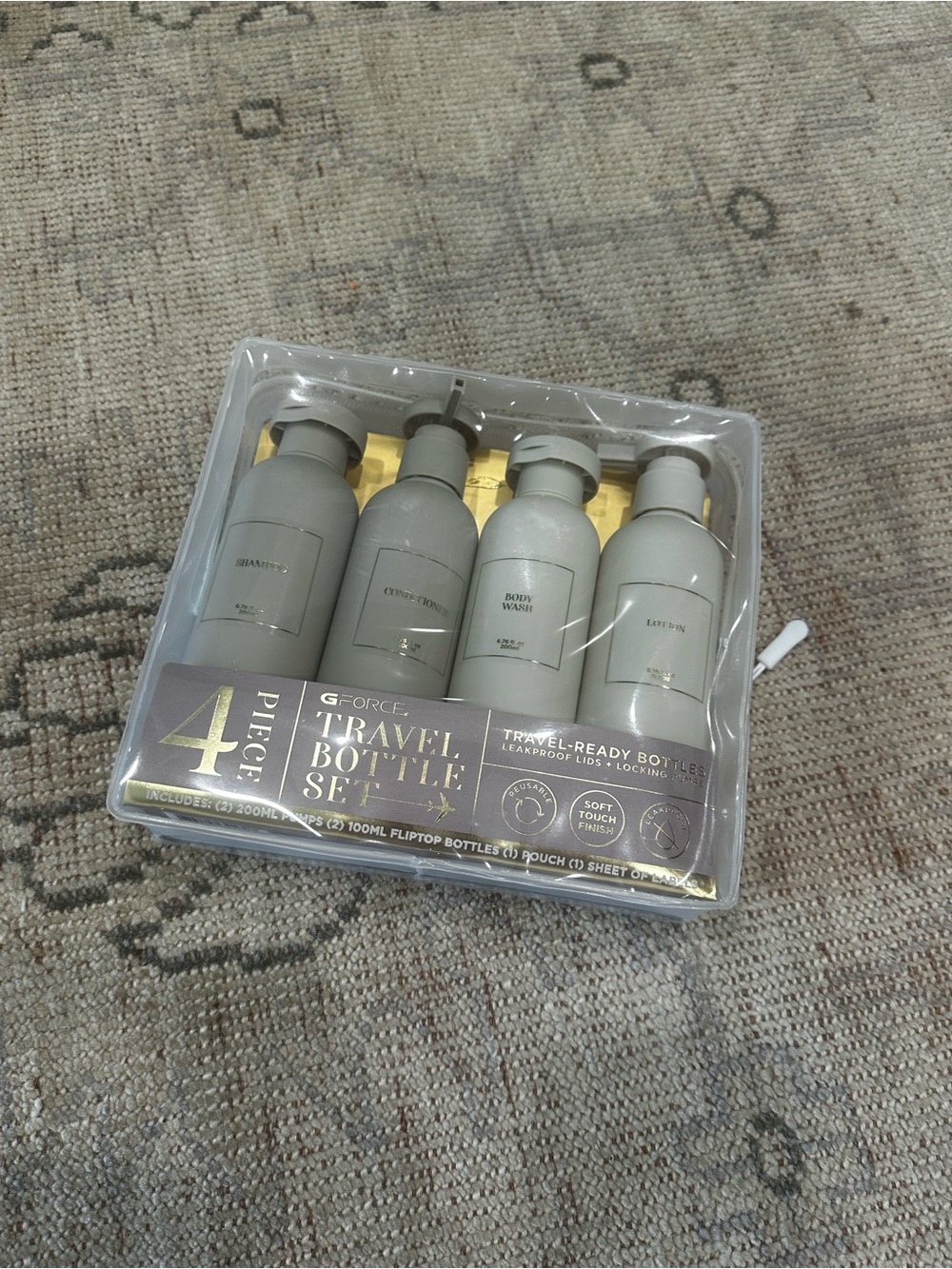 GForce 4-Piece Travel Bottle Set in Neutral